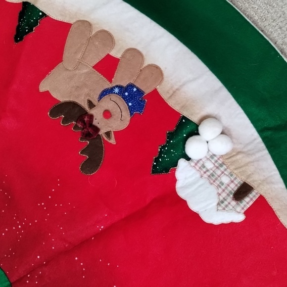 Christmas Stocking and tree skirt set 3 piece snowman theme patchwork quilted - Picture 6 of 7